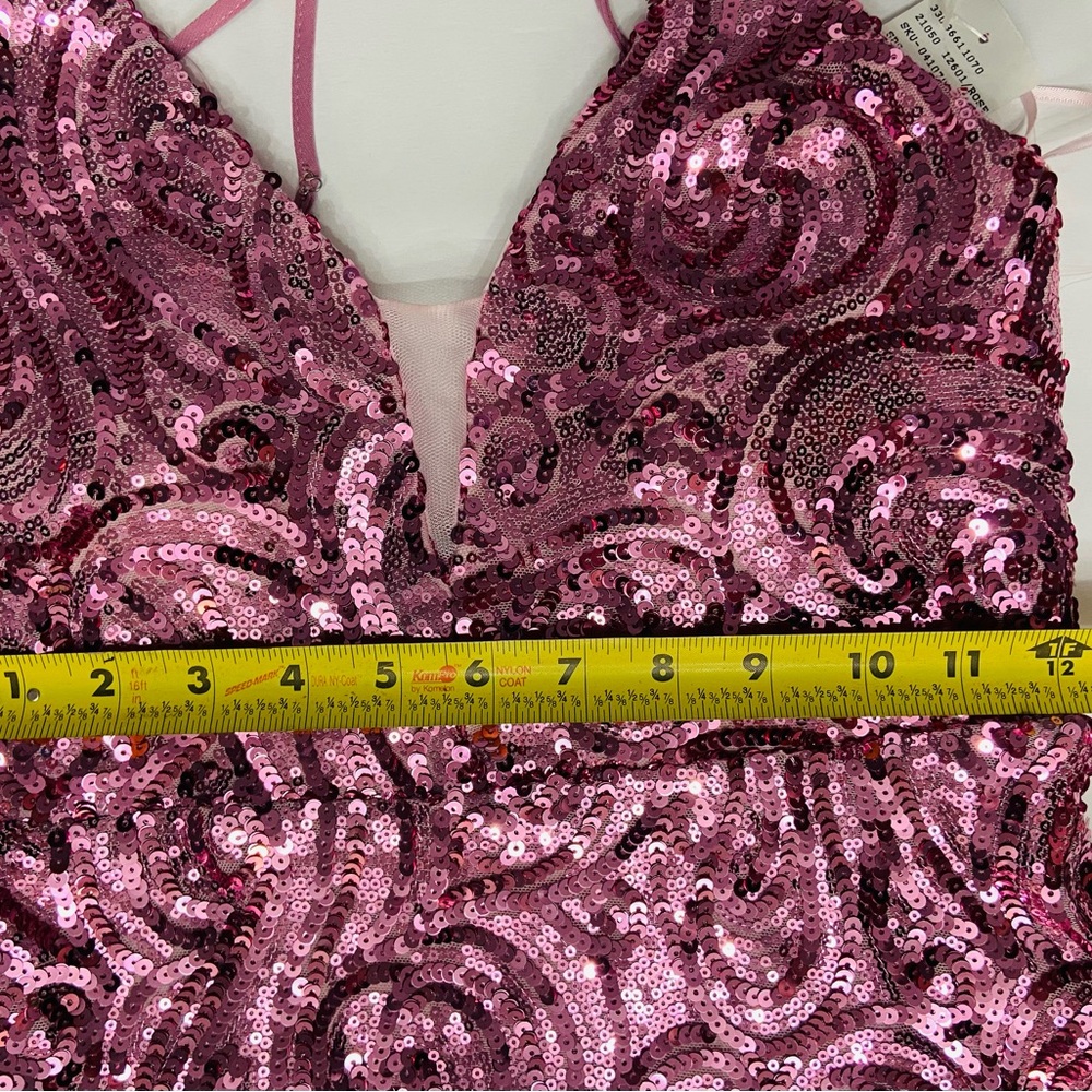 Gorgeous CAMILLE Pink Sequin Gown Sz0 Backless Prom Formal New Years Holiday - Picture 14 of 17